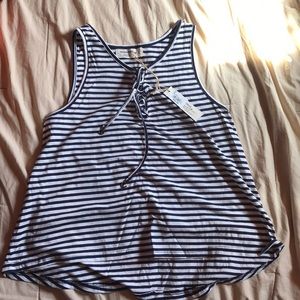 Dark blue and white stripped tank top